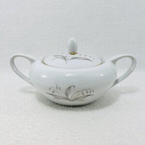 Kaysons Golden Rhapsody Sugar Bowl Lid Two Handle Container Cookie Jar Flower